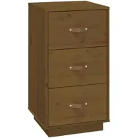 Décoshop26 - Nachttisch mit 3 Schubladen 40 x 40 x 75 cm Kiefernholz honigbraun DEC036214