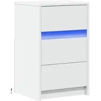 Décoshop26 - Nachttisch mit 3 Schubladen und LED-Beleuchtung 38 x 34 x 61 cm weißes Holzwerkstoff DEC032765