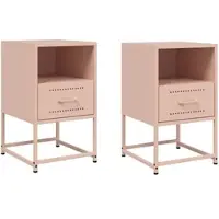 Décoshop26 - Set aus 2 Nachttischen mit Schublade und offenem Fach 36 x 39 x 60,5 cm roségoldfarbener Stahl DEC035636