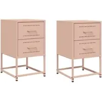 Décoshop26 - Set aus 2 Nachttischen mit je zwei Schubladen 36 x 39 x 60,5 cm rosa Stahl DEC035634
