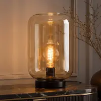 LumenXL Tischlampe Solo schwarz mit amber Glas