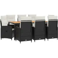 vidaXL Outdoortisch-Set 9 stk. Schwarz und Cremeweiß