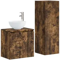 vidaXL Badezimmermöbel-Set 2 stk. Geräucherte Eiche 33 x 34,5 x 100 cm