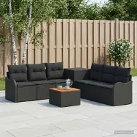 vidaXL Sofa Set 8 stk. Schwarz Polyrattan und Stahl