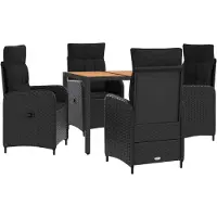 vidaXL Outdoortisch-Set 5 stk. Schwarz