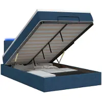vidaXL Ottoman-Bett mit Matratze und LED Blau 120 x 190 cm Stoff