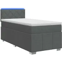 vidaXL Boxspringbett mit Matratze Dunkelgrau 90 x 190 cm Stoff