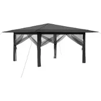 Syfax Pavillon mit 4 Seitenwänden 4 x 4 m Hellgrau und Anthrazit