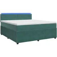 vidaXL Boxspringbett mit Matratze Dunkelgrün 180 x 200 cm Samt