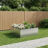 Prolenta Maison Exclusive - Garten-Pflanzgefäß Silber 100 x 100 x 50 cm Verzinkter Stahl
