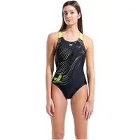 Arena - Women's Foliage Swimsuit V Back Lb - Badeanzug Gr 44 bunt
