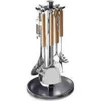 Markenlos Besteckhalter Küche 360 Grad drehbar - Robuster Utensilienhalter aus Metall - Anti-Rutsch Organizer für Löffel und Spatel(black)