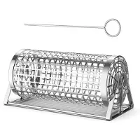 Markenlos Grillkorb aus Edelstahl für das Grillen im Freien mit drehbarem Design und Drehgriff für gleichmäßige Kochergebnisse