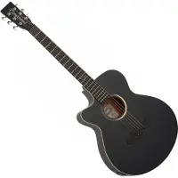 Tanglewood TB4CE Blackbird Super Folk Linkshänder-Akustikgitarre Smokestack Black Satin