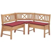 58 aufm Kessel ECKBANK Deborah 224 x 224 x 87 Massivholz Buche lackiert/Weinrot