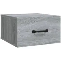 Décoshop26 - Wandmontierter Nachttisch mit Schublade 35 x 35 x 20 cm Holzwerkstoff grau DEC034328