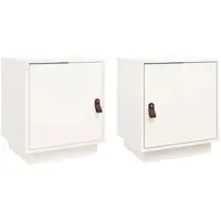 Décoshop26 - Set aus 2 Nachttischen mit Fach und Tür 40 x 34 x 45 cm Kiefernholz DEC034907
