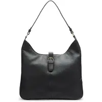 Manfield Schwarzer Ledershopper mit goldfarbener Schnalle | Größe Onesize