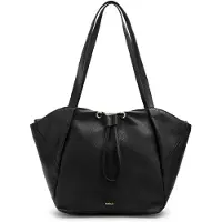 Manfield Zwarte leren shopper met aantrekkoord | Größe Onesize