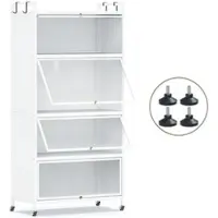 Helloshop26 - Metallschrank 80,5 x 40 x 162 cm mit 4 Klapptüren modernes Design weißes Metall