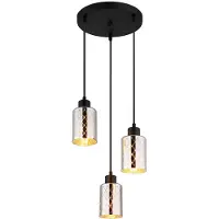 Globo Lighting LED Hängeleuchte ALONSO, Schwarz, Metall, Glas, 3-flammig, D 29 cm