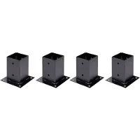 Alberts 4 x Aufschraubhülse für Vierkantholzpfosten, 91x91 mm, verzinkt, schwarz kunststoffbeschichtet, Topfhöhe 150 mm