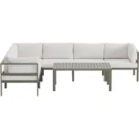 Ebuy24 Copacabana Garten Lounge Ecksofa 3+3-Sitzer und Couchtisch braun.