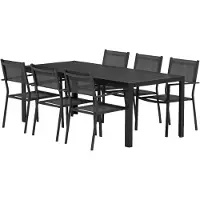Ebuy24 Mirko Gartenset Tisch 90x200 cm schwarz 6 Stühle schwarz.