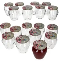 MamboCat 20er Set Marmeladengläser Orcio 314 ml Holz-Herz Rot Beeren Deckel TO 63 Einweckgläser