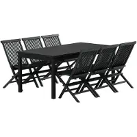 Ebuy24 Kenya Gartenset Tisch 90x180 cm schwarz 6 Stühle schwarz.