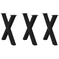 vidaXL Esstischbeine X-Form 3 Stk. Schwarz 70x(72-73) cm Stahl