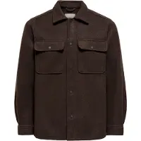Only & Sons Herren Freizeit Hemd ONSASH - Relaxed Fit - 22023564 Demitasse MELANGE - L