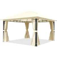 TOOLPORT 4x4 m Softtop Gartenpavillon, inkl. 4 Seitenteile, champagnerfarben - (300686)