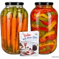 MamboCat 2er Set Einmachglas 4,25L Vorratsglas TO100 Deckel schwarz Rezeptheft Einkochen