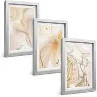 Tulup BILDER SET 3er Set - 20x30 cm Silberner Rahmen - Subtile abstrakte Muster