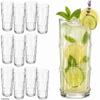 MamboCat 12er Set Bamboo Longdrinkgläser 475ml Cocktailglas Bar Party Trinkglas Smoothie