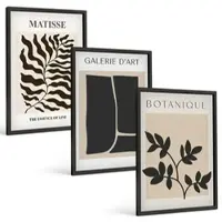 Tulup BILDER SET 3er Set - 40x60 cm Schwarzer Rahmen - Minimalistische Pflanzenposter