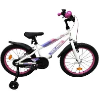 Volare Lily Kinderfahrrad - Mädchen - 18 Zoll - Weiß Rosa Lila - Zwei Handbremsen