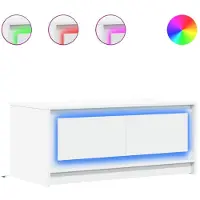 vidaXL LED-Couchtisch Weiß Holzwerkstoff