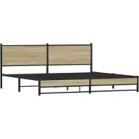 vidaXL Metallbett ohne Matratze Sonoma-Eiche 193x203 cm