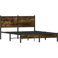 vidaXL Metallbett ohne Matratze Räuchereiche 137x190 cm