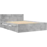 vidaXL Bettgestell mit Kopfteil Betongrau 120x200 cm Holzwerkstoff