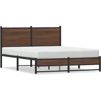 vidaXL Metallbett ohne Matratze Braun Eichen-Optik 140x190 cm