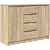 vidaXL Sideboard mit Schubladen Sonoma-Eiche 100,5x35x76 cm