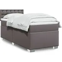 vidaXL Boxspringbett mit Matratze Grau 100x200 cm Kunstleder