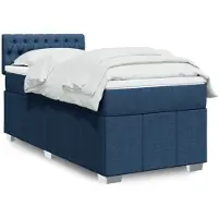 vidaXL Boxspringbett mit Matratze Blau 100x200 cm Stoff