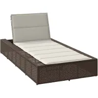 vidaXL Sonnenliege mit schwebender Auflage Braun Poly Rattan