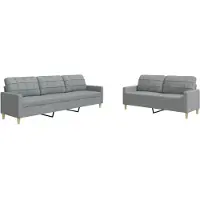 vidaXL 2-tlg. Sofagarnitur Hellgrau Stoff