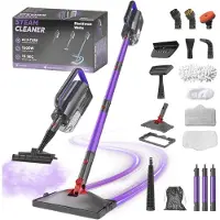 Traumheim Dampfreiniger, 1500W handdampfreiniger & Dampfbesen, 15s Aufheizzeit, 4bar Dampfreiniger & Dampfdruck, Drehkopf, für Boden, Sofa, Küche, Bad & Fenster