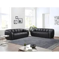 Vente-unique 3-Sitzer und 2-Sitzer Sofa aus schwarzem Leder PRADONI
